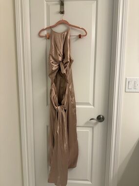 MABLE Satin Slip Dress in Blush Taupe